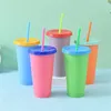 Colors Changing Cups Candy Color Drinks Tumblers Straws Water Bottle Reusable cold drink cup magic Coffee mug sea sending T9I001196