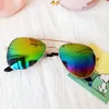 Lunettes de soleil classiques d'écran solaire filles colorés miroir enfants verres en métal