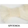 Kpytomoa kadın moda pilili fırfırlı trimler tül elbise astarlı dişi elbiseler ile uzun kollu uzun kollu vestidos mujer 210303