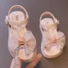 Sandales bébé filles 2022 été dentelle nœud papillon princesse chaussures enfants fête d'anniversaire enfants plage bébé enfant en bas âge