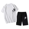 Letnie zestawy męskie Dresswear sportowy garnitury garnitury męskie dymu z krótkim rękawem T shirt Moda rozrywka 2-częściowy zestaw 7XL 8XL 210603