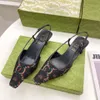 2022 LUXURY Mujer G slingback Sandals pump Aria slingback shoes se presentan en malla negra con cristales brillantes motivo Cierre de hebilla trasera Tamaño 35-41 kmaa0003