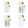 Nordic Style 4PCS Zestawy zastawy stołowej Zestaw sztućców ze stali nierdzewnej Scoop Fork Nóż stołowe obiad Deser Tea Rasure Prezentacja Prezent ZL0259