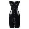 Bustiers corsets gothic womens sexy wetlook pvc fausse cuir robe corset long long black forme de corps mince tropbust en latex de chats