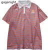 Loos Casual Vintage Striped Basic Tshirts Bomull Kvinnor Sommar Kortärmad T-shirt Kvinna Vänd ner Krage Tee Shirt 210601