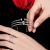 Minuscule à la mode trois couches zircon cubique Bracelet ouvert cristal blanc luxe bracelets porte-bonheur pour les femmes bijoux de mariage cadeaux Q0719