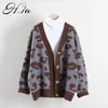 H.SA Women Sweater Cardigans V neck Button Up Knit Cardigans Pink Grey Leopard Knitted Cardigans Soft Cashmere Sweater Jacket 210716