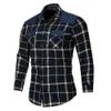 Fredd Marshall Fashion Plaid Shirts Män långärmad affär Casual Denim Shirt Male Social Regular 210527