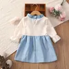 Girl's Dresses Spring Ruffle Baby Girl Dress Party Vestidos Button Denim Set Flare Sleeve Princess Cute Infant Clothing