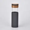 Borosilicate 520ml Glass Water Bottles Bamboo Lids and Silicone Sleeve Leak Proof Sports Outdoor Water Bottle seaway WJY591 1