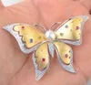Высокое качество Golden Plated Pasted CZ Butterfly Брошь