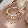 2021 New Fashion Bead Chain Armband för kvinnor Boho Guldfärg Lyx Clasps Charm Kvinnors Hand Armband Smycken Present Bangles