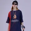 メンズヒップホップTシャツストリートウェアカラーブロックパッチワーク原宿ベビーエンジェルTシャート半袖夏TシャツコットントップスTEE 210726