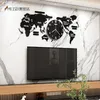 120 cm Punch-Diy Black Acrylic World Map Large Wall Clock Modern Design Stickers Silent Watch Home Living Room Kitchen Decor 23118