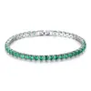 Bracelets de tennis pour femmes pavé vert bleu cubique zircone bracelet glaçonné bijou de mariage cristal