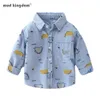 Mudkingdom Boys Shirts Long Sleeve Lapel Children Clothing Autumn Cute Cartoon Dinosaur Print Clothes 210615