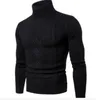 Suéter Masculino Suéter Masculino Pulôver Fino Quente Sólido Alta Lapela Jacquard Cobertura Roupas Britânicas Masculino Gola Rulê