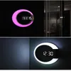 Horloge murale numérique 3D LED, miroir d'alarme, montre creuse, horloge de Table, 7 couleurs, veilleuse de température pour la maison, décorations de salon