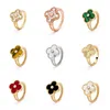 Fashion Classic 4Four Leaf Clover Band Rings 925 Sier 18K Guld med diamanter för Womengirls Valenentine039S9538171