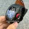 Designer Watches Limited Black NTPTカーボンファイバーケース50-27-01 50-27スケルトンダイヤル自動メンズウォッチブルーラバーストラップ9色割引