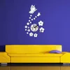 Relojes de pared 2021 Llegada Mariposa 3D DIY Acrílico Espejo Reloj Gran Decoración para el hogar Sala de estar Aguja de cuarzo