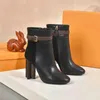 Designer de luxo Beaubourg desde 1854 bota de tornozelo moda mulher salto botie linha ranger botas pretas com caixa original