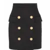 HIGH STREET Newest 2021 Designer Career Skirt Women's Metal Lion Buttons Embellished Mini Skirt 210309
