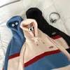 Koreanische Version Stil Mode Fleece Hoodies Frauen Patchwork Streifen Mit Kapuze Sweatshirts Paare Lose Mäntel Casual Tops Pullover 210930