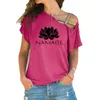 Moda damska odzież namasta koszulka T-shirt damskie top z krótkim rękawem żeńskie topy ubrania nieregularne szower bandaż t shir 210317