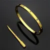 4mm armband tunna silverarmband armband för kvinnor män titan stål guld skruvmejsel armband armband ingen ruta 16-19 cm 240308