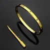 4mm tunna sier armband armband för kvinnor män titan stål guld skruvmejsel armband armband ingen låda 16-19 cm smycken