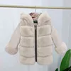 Зимняя куртка для детей / для девочек из искусственного меха с искусственным рукавам 211204