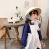 Frühling Koreanischen Stil Baby Mädchen Kleid Blau Lange Puff + Weiß Spitze Überrock Kinder Kleidung E689 210610
