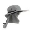 Stingy Brim Hats Summer Function Neck Flap Boonie Hat Fiske Vandring Safari Outdoor Sun Hucket Bush Cap Casual Style306R