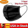USA en stock Masques faciaux jetables noirs 3 couches Masque extérieur sanitaire avec bouche Earloop PM empêcher DHL 24H Expédition gratuite 4961