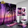 Shower Curtains 3D Landscape Bathroom Set Home Decoration Durable Waterproof Curtain Mat Toilet Cover