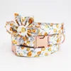 Girl Dog Collar and Leash Set med blomma för stort litet bomullstyg Rose Gold Metal Buckle Y200515