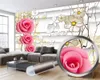 Rote Rose Schmetterling 3D-Wandbild Tapete 3D moderne Tapete Wohnzimmer Schlafzimmer Wandverkleidung HD Blume 3D-Tapete