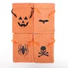 Halloween 50pcs / emballage Gift Bat Pumpkin Skull Lin Burlap Candy DrawStrings Sac Pocket Treat Snacks Sac de rangement Sacs de rangement Cookie Pouche Kid