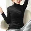 Turtleneck Elastic Basic Bottoming Shirt Women Autumn and Winter Style Cotton Long Sleeve T-shirt Women's Fashion 11217 210528