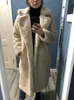 Vinter Kvinnor Högkvalitativ Faux Fur Coat Luxury Long Fur Coats Loose Lapel Belt Overcoat Tjock Varm Plus Storlek Kvinna Plush Overcoats Fashion All-Match Snow måste