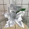35cm Christmas Flower for Christmas Tree Decoration Ornament Gold Powder Artificial Flowers Home Mall Display
