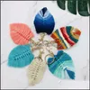 Nyckelringar mode tillbehör bladvävande regnbåge för kvinnor boho handgjorda nyckelhållare Keyring Rame Bag charm bil hängande smycken droppe deliv