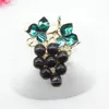 Pins Brooches RHao Classical Fruit For Women And Girls Dress Collar Jewelry Purple Glass Drops Grapes Brooch Hijab Seau22