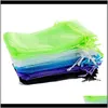 Wholesale 7x9Cm Jewelry Bags Mixed Organza Wedding Party Favor Xmas Gift Bags Purple Blue Pink Yellow Black With Drawstring En T0Ckx