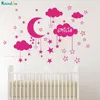 Muurstickers Custom Name Moon Star Cloud Decals Cartoon Sky Stars Wolken Nursery Gepersonaliseerde Sticker Mooie YT4927