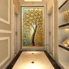 Grande Melhor Mão Pintados Espessura Faca Pinturas Óleo Pinturas 3D Golden Tree Pinturas a óleo de parede sobre lona para sala de estar 210310