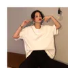 Maglietta oversize 7 T-shirt basic tinta unita Casual Harajuku Estate lunga bianca nera Top coreano Hipster T