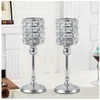 PANANDIM Cristal Brillant Crossle Lanterne Lanterne Bougie Vidange Silver Candelabra Chandelier pour la maison Christmas De Noël Décor Cadeaux 210722