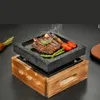 Mini Grill Grillbord BBQ Groove Rock Bakning Pan Teppanyaki Steak Plate High temperatur skiffer BBQ Plate RRF12835
